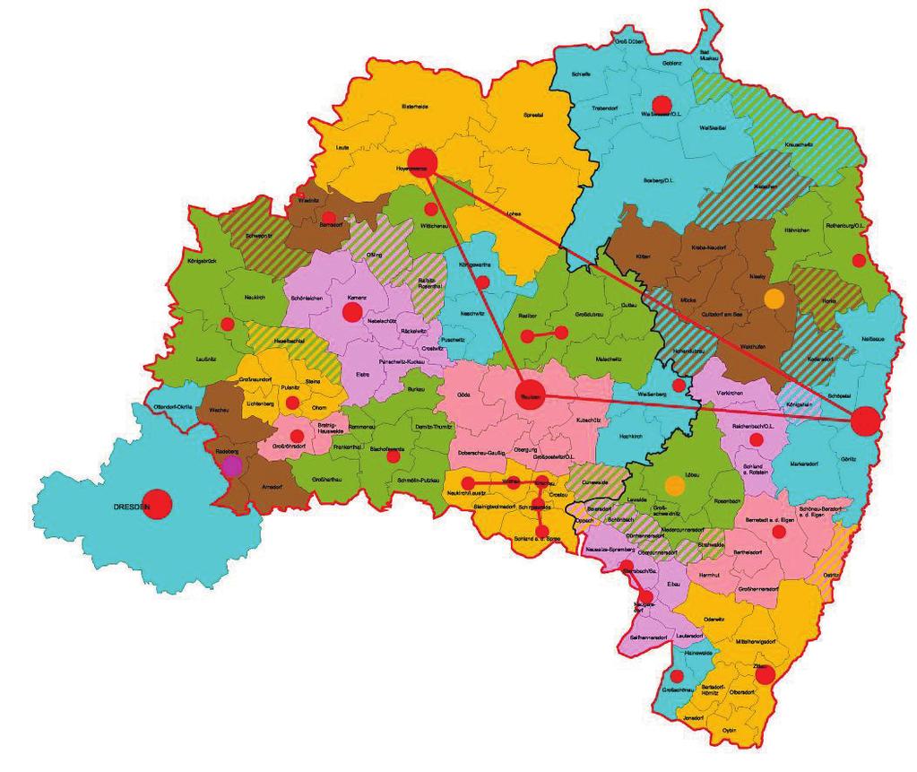 Die Stadt Hoyerswerda hat den Status eines Oberzentrums im oberzentralen Städteverbund mit den Städten Görlitz und Bautzen.