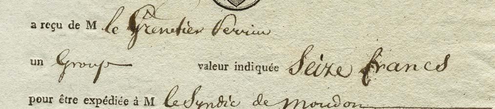 1815 (1815 ungefähres Ausgabejahr) Titel : R É C É P I S S É É-É-É Logo Kanton Vaud : Ovales Wappen