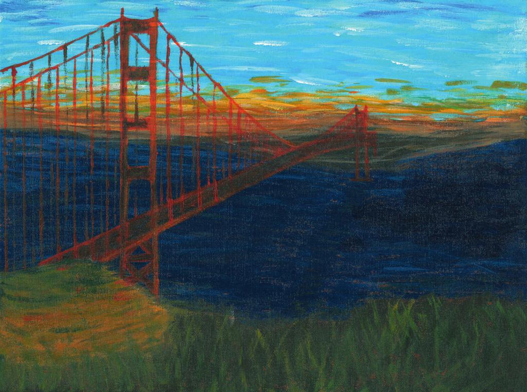 Laura Hake, Klasse 9 Golden Gate Bridge Acryl auf Leinwand Oktober Beginn der Herbstferien 8 9 Tag der