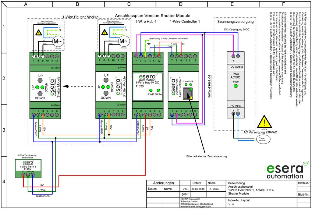 12 Anschlussbeispiel Anschlussbeispiel für 1-Wire Hub, 1-Wire Controller / 1-Wire Gateway