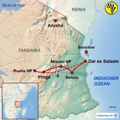 TANSANIA Safari zwischen Ruaha und Rufiji 10 Tage Naturrundreise ab/bis Dar es Salaam Die Wildschutzgebiete im Süden Tansanias werden bislang nur von