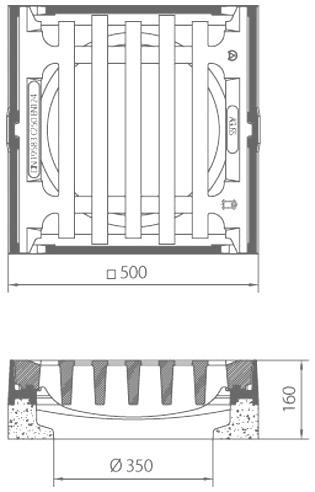 Aufsätze 500 x 500 Pultform Klasse C 250 BEGU-Aufsatz 36,0 C250, 500x500 mm, BH 160 mm, 90 16 213 411 1100 184,00 mit PEWEPREN-Einlage, Pultform, 19583-500x500 - A2 - C250 entsprechend DIN EN