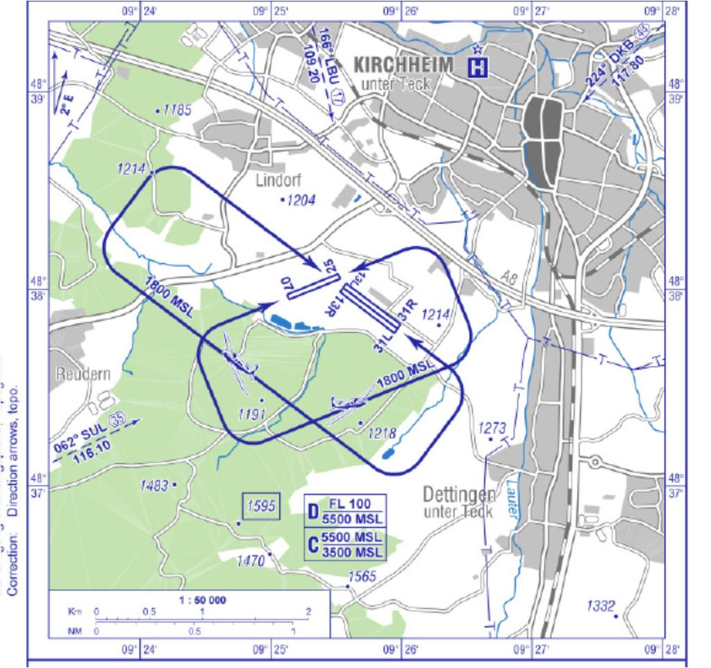 Unfallstelle Sichtanflugkarte des Flugplatz
