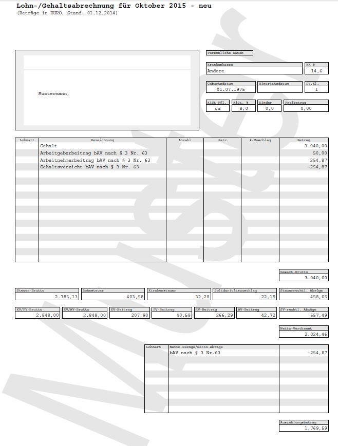 Mustergehaltsabrechnung