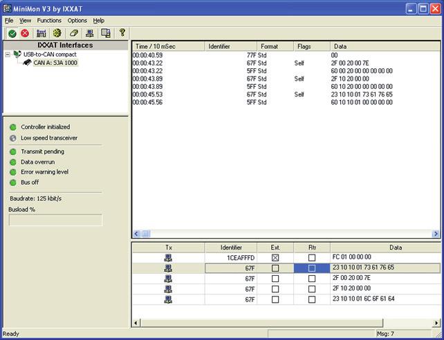 Ausgang CANopen Beispiele Die Beispiel Protokolle wurden erzeugt mit dem USB-to-CAN-PC-Interface mit CAN-Monitor mini- Mon (IXXAT Automation GmbH, D-88250 Weingarten).