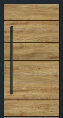 Holzdekor "Mountain Oak" in Quer- / Längsstruktur mit V-Nut RAL 9005 tiefschwarz einseitig außen mit Stoßgriff 841303 Oberfläche: Rahmen und