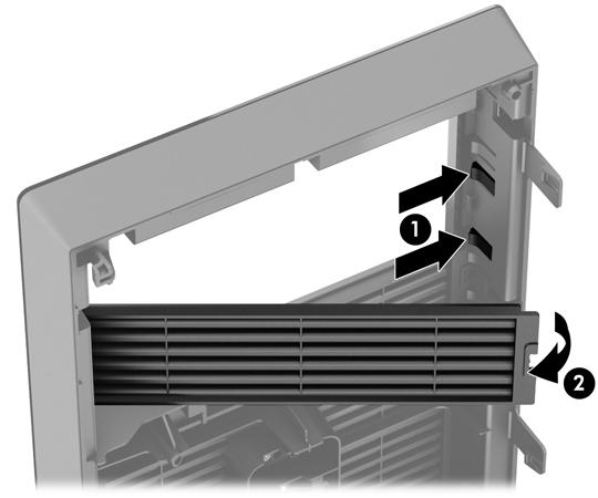 Entfernen der Laufwerksblenden Bei einigen Modellen gibt es Laufwerksblenden, die einen oder mehrere Laufwerksschächte decken und vor dem Installieren eines Laufwerks entfernt werden müssen.