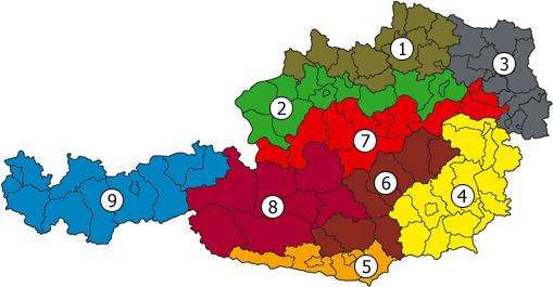 Regionenzertifizierung Region 1: Wald- und Mühlviertel Region 2: Nördliches Alpenvorland Region 3: Pannonisches Tief- und Hügelland Region 4: Südöstliche Randalpen und Hügelland Region 5: Südliche
