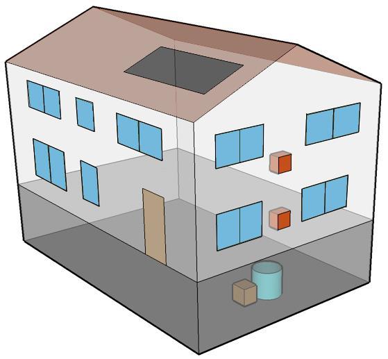 Referenzbau- und -anlagentechnik für Wohngebäude (wesentliche Komponenten) Dach U ref = 0,20 W/(m 2 K) Außenwand U ref = 0,28 W/(m 2 K) Fenster U ref = 1,3 W/(m 2 K) g ref = 0,6 Solarkollektor-