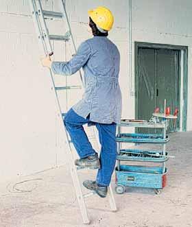 Wird die Leiter zu steil oder zu flach angelegt, führt das bei Belastung zum Wegrutschen oder