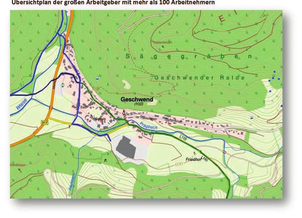 Seite 8 von 9 Radverkehrskonzept Landkreis Lörrach 6.2. GroßeArbeitgeber ÜbersichtplandergroßenArbeitgebermitmehrals100Arbeitnehmern A.