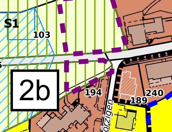 2b), Zonenplan bisher (links) und neu (rechts) Änderung: Begründung: Auszonung einer Fläche von 667 m2 von der Dorfzone Ohmstal in die Landwirtschaftszone.