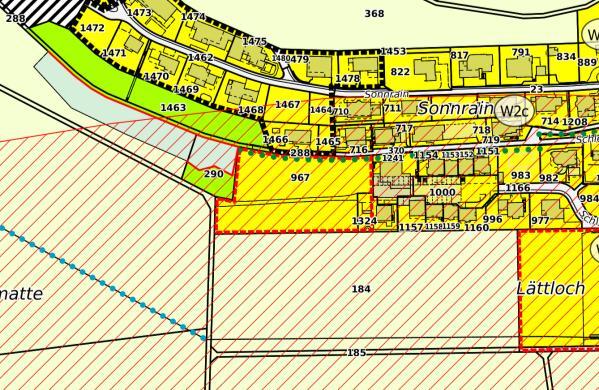 9): Abb. 31: Gestaltungsplanpflichtgebiet Schleifrain West (Parzelle 967), Zonenplan bisher (links) und neu (rechts) Nr.