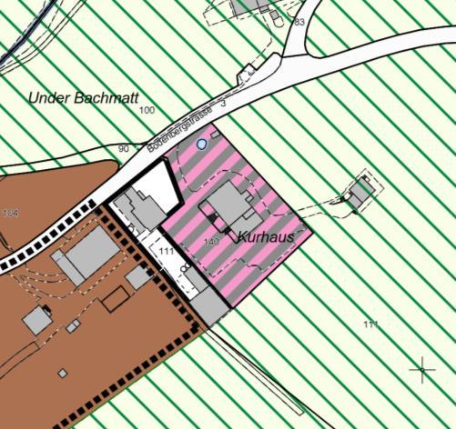 Abb. 37: Gestaltungsplanpflichtgebiet Kurhaus (Parzelle 111, 140), Zonenplan bisher (links) und neu (rechts) Nr.
