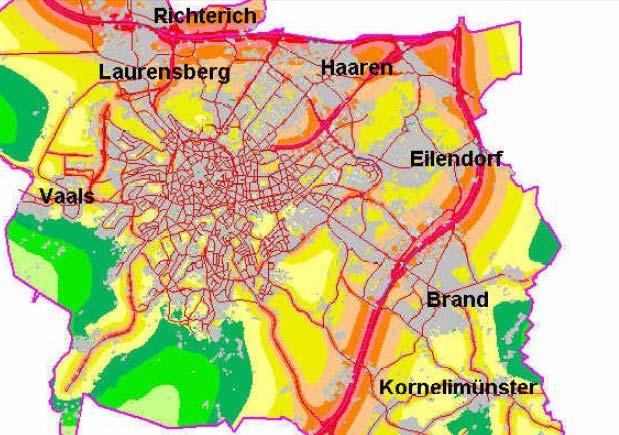 Lärmminderungsplanung Lärmkarte Aachen (Stand: Juli 2007) Mehr als 50% der