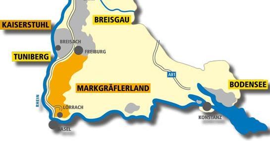 994 ha (26,7%) WICHTIGE REGIONEN Markgräflerland/Baden (1.