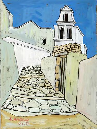 57-009-GE Titel: S. Angelo, Straßenaufgang zu einer Kirche, Material: Gouache, Masse: ca. 33 x 24 cm, li. unt. ortsbezeichnet.