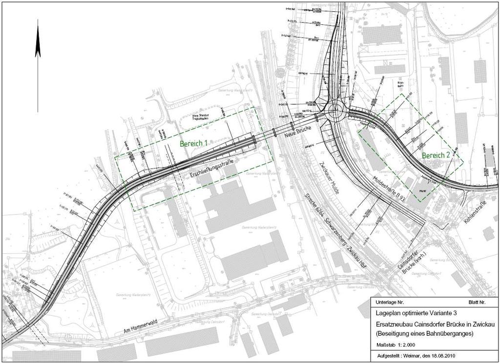 Verkehrsentwicklung Neubau Cainsdorfer Brücke Vorplanungen ab 2009 Entwurfsplanung Sept.