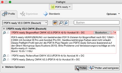 PDFX-ready Preflight für Acrobat Pro n PDF/X-1a und PDF/X-3 CMYK (ab