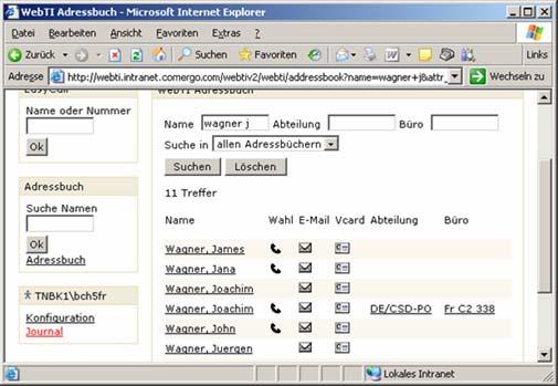 WebTI Adressbuch Genutzt für Wahl
