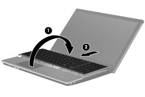 15. Kippen Sie die Tastatur (1) auf die Tastaturhalterung