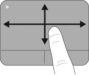 HINWEIS: Wenn Sie den Zeiger mithilfe des TouchPad verschieben und dann einen Bildlauf durchführen möchten, müssen Sie den Finger vom TouchPad nehmen, bevor Sie den