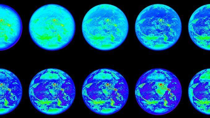 Erde als ExoPlanet mit Wasser Die Erde aus der Sicht des DSCOVR-Satelliten am 2.