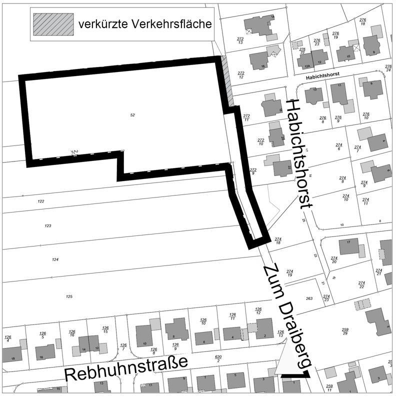 3. Bebauungsplan Nr. 202/IV Erweiterung Habichtshorst westlich Bokeler Straße mit baugestalterischen Festsetzungen Der Geltungsbereich wurde um den schraffierten Bereich verringert. Die unter 1.