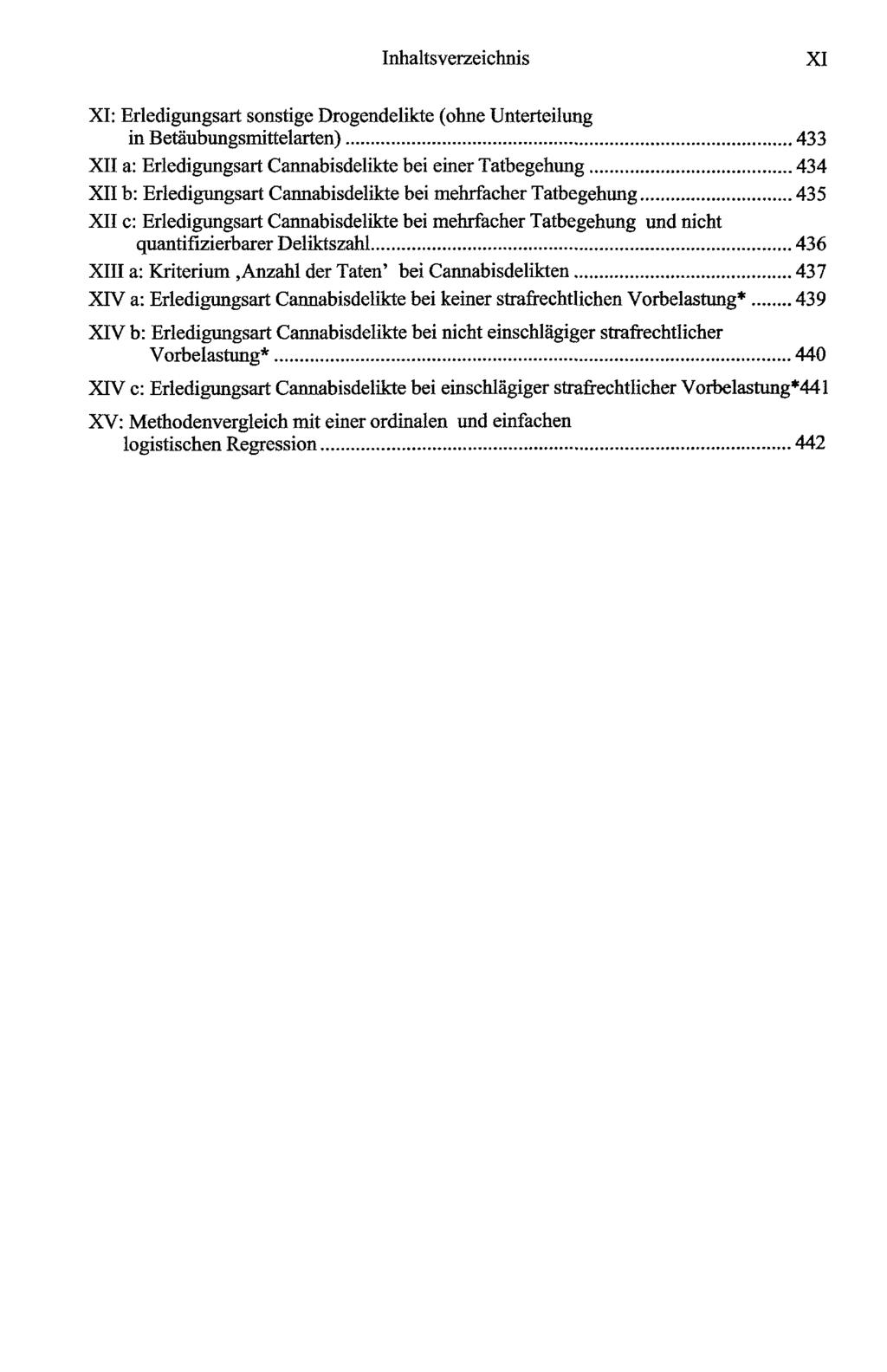 XI XI: Erledigungsart sonstige Drogendelikte (ohne Unterteilung in Betäubungsmittelarten) 433 XII a: Erledigungsart Cannabisdelikte bei einer Tatbegehung 434 XII b: Erledigungsart Cannabisdelikte bei