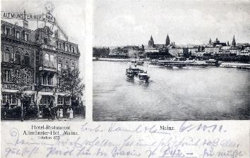 Gebäudeansicht und Mainz vom Rhein aus gesehen Reg.-Nr.
