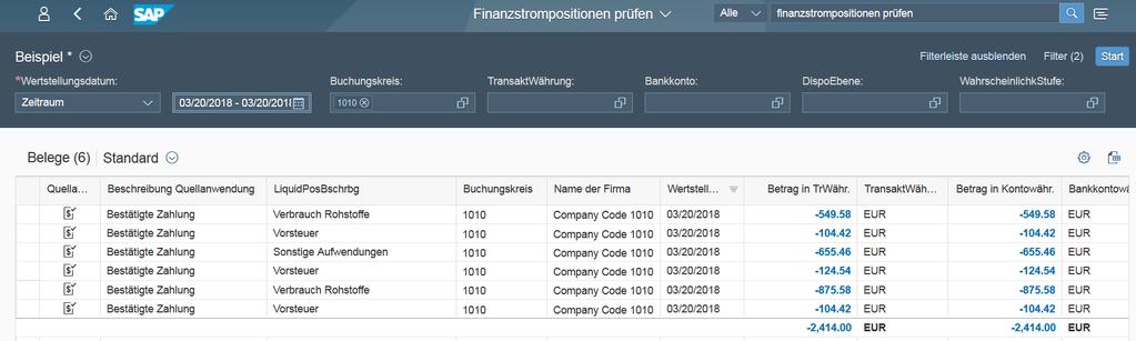 S/4HANNA FINANCE FÜR CASH MANAGEMENT Vorschau-Daten aus CM Ist-Daten Ausführung einer Zuordnung zu Liquiditätspositionen