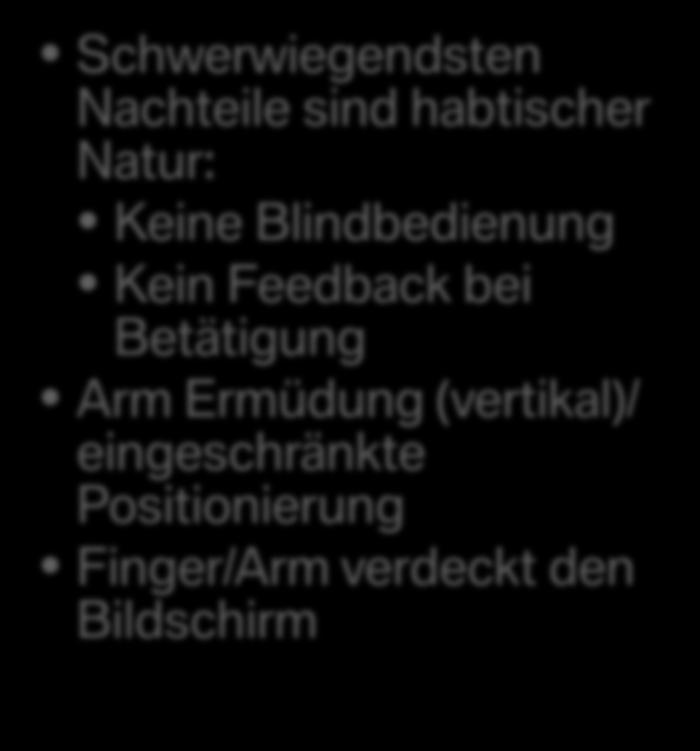 Lösung: Blindbedienung durch Gesten B. Shneiderman. Touch screens now offer compelling uses. IEEE Software 8(2), 1991, 93-94, 107. G. Salvendy (Ed).