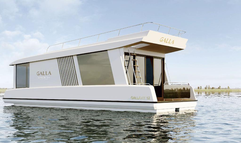 GALLAXY 12 Unser Hausboot, das Gallaxy 12, ist die Verkörperung von Eleganz in Kombination mit einer kraftvollen Erscheinung.