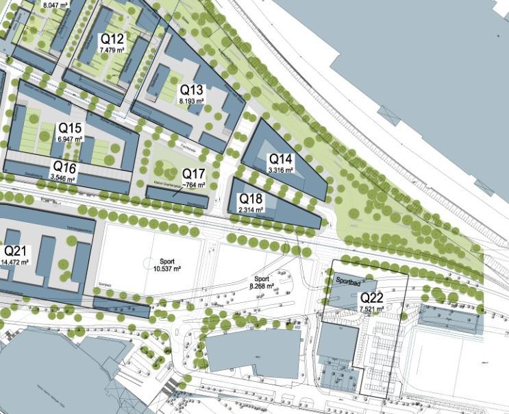 Standortoption Q22 Verfügbarkeit: Frühester Baubeginn nach Verlegung Benzstraße im Jahr 2018 möglich. Größe: 5.600 m² Grstk. Q22 ausreichend groß. (Bedarf Bad + Umfeld= 5.