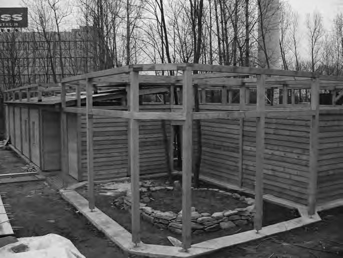 Stand der Bauarbeiten im Dezember 2006: Im Vordergrund die Nebengebäude mit Behandlungsraum und Zuchtstation für Futtertiere.