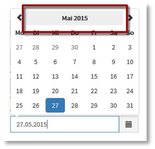 Abbildung 37: Date-Time-Picker: Eingabe der Uhrzeit In der Uhrzeitansicht wird oben ein Kalender-Symbol angezeigt (siehe Abbildung 37 rote Markierung).