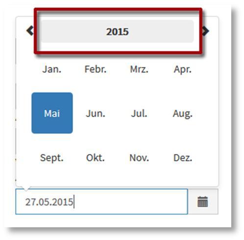 3 Erweiterte Jahresauswahl In der Kalenderansicht hat man zusätzlich die Möglichkeit, sehr schnell durch mehrere Jahre im Kalender zu blättern oder bei Bedarf sogar über mehrere Jahresdekaden.