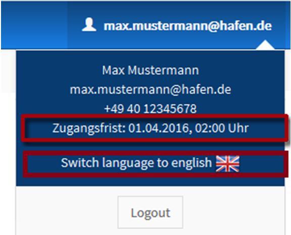Melde-Client angezeigt werden. Zudem kann hier die Sprache der Anzeigetexte im gesamten Melde-Client umgeschaltet werden. Unterstützte Sprachen sind derzeit Deutsch und Englisch.