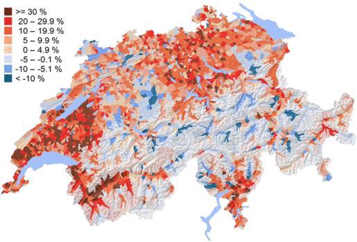 Veränderung der Wohnbevölkerung 2000-2013 nach Gemeinden (in