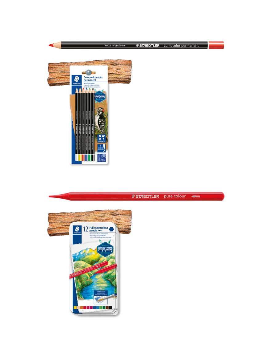 Farbstifte permanent Coloured pencils permanent Wasserfester holzgefasster Stift in 6 Für deckendes Zeichnen und Schreiben auch auf dunklen und transparenten Flächen und Papier, Kunststoff, Metall,