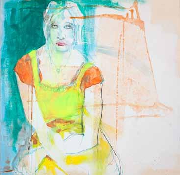 Frau frontal, 2014 110 x 110 cm Kreide, Acryl