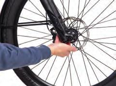 Maintenance Open the quick-release. Pull the rear wheel downwards out of the frame Remove the belt from the rear pulley without twisting. Push the transport lock between the brake pads. 6.6.3.