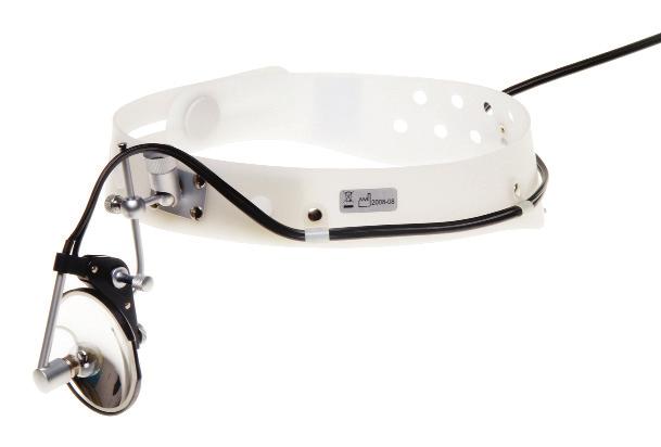 Head Bands and Mirrors Stirnbänder und spiegel 851300FX Head Light CLAR F, 6 Volt, with adjustable focus and hinge, 55mm Ø mirror, foam bolstered head band, 2m cable with plug for optional