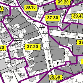 4.7 Ermittlung der zonalen Anfangs- und Endwerte der Zone 37.2 Die Zone 37.2 umfasst Grundstücke, die an die Marktstraße angrenzen.
