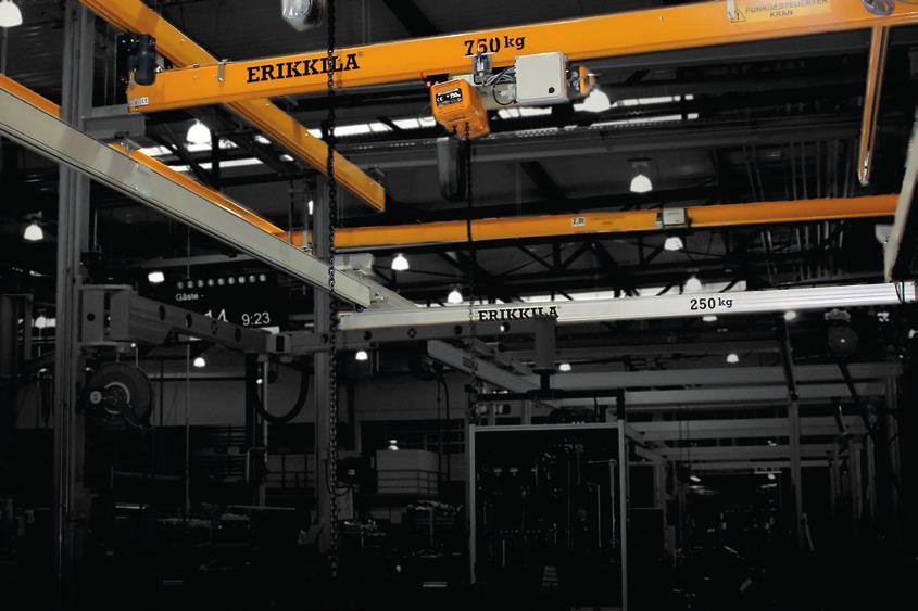 Personal workstation crane increases productivity in production, assembly and maintenance by shortening production and waiting times.