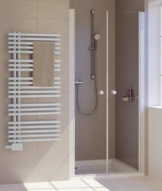 concept 100 Duschabtrennungen Duschen mit raffiniertem Dreh. Türen auf für die zweiflügeligen Pendeltüren.