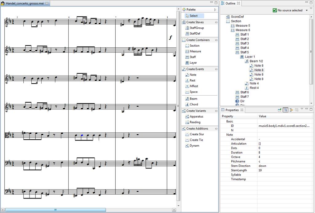 Musical Score Editor Palette