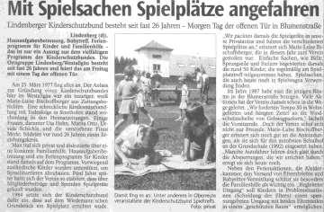 50 Jahre DKSB, 26 Jahre Ortsverband Lindenberg/Westallg. Ein großer Artikel im Westallgäuer informierte am 13.03.