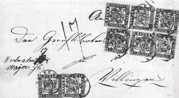 Mi. Nr. 17a Einheiten auf Brief Seeger Erhardt Sammlung Koch, 21.06.1991, Los 152, Zuschlag EUR 6.000,-- + Aufgeld.