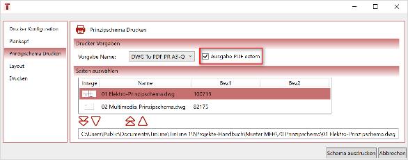 Drucken: PDF2Cloud Mit dieser neuen Funktion lassen sich nach den drucken von Prinzipschemas automatisch Ihre Dokumente in einem weiteren Pfad speichern, zum Beispiel auf Onedrive, Dropbox oder